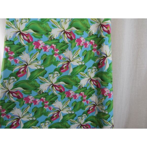 Pineapple Moon Medium Green Blue Hawaiian Tank Maxi Dress Floral Palm Leaves - Picture 5 of 7